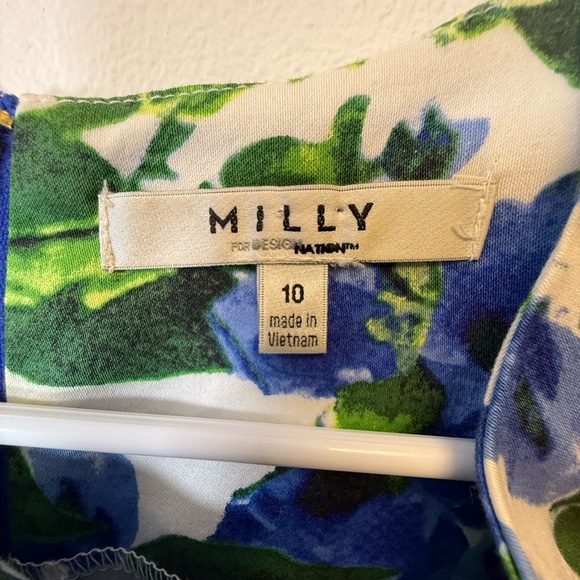 MILLY Capri Floral Sleeveless Dress Cotton Fit And Flare Women’s Size 10 - Picture 9 of 12
